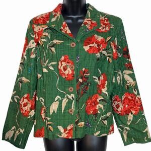 VINTAGE Y2K COTTAGECORE BLAZER GARDEN PARTY BIG BOLD FLORAL BY KORET SIZE P L